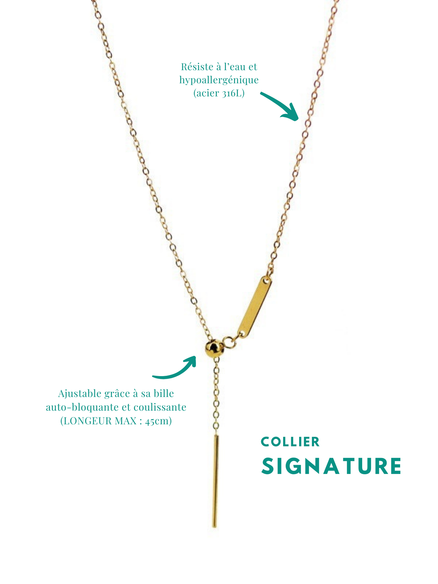 SIGNATURE l Collier inoxydable personnalisable