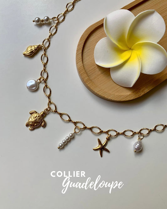 GUADELOUPE - Collier charms inoxydable