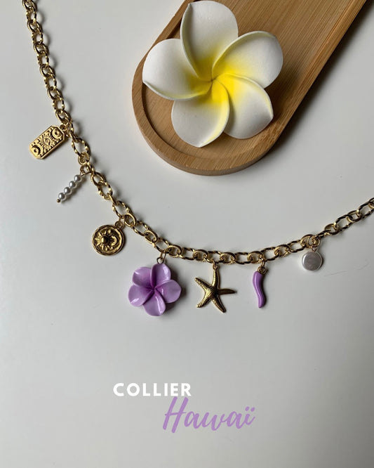 HAWAÏ - Collier charms inoxydable