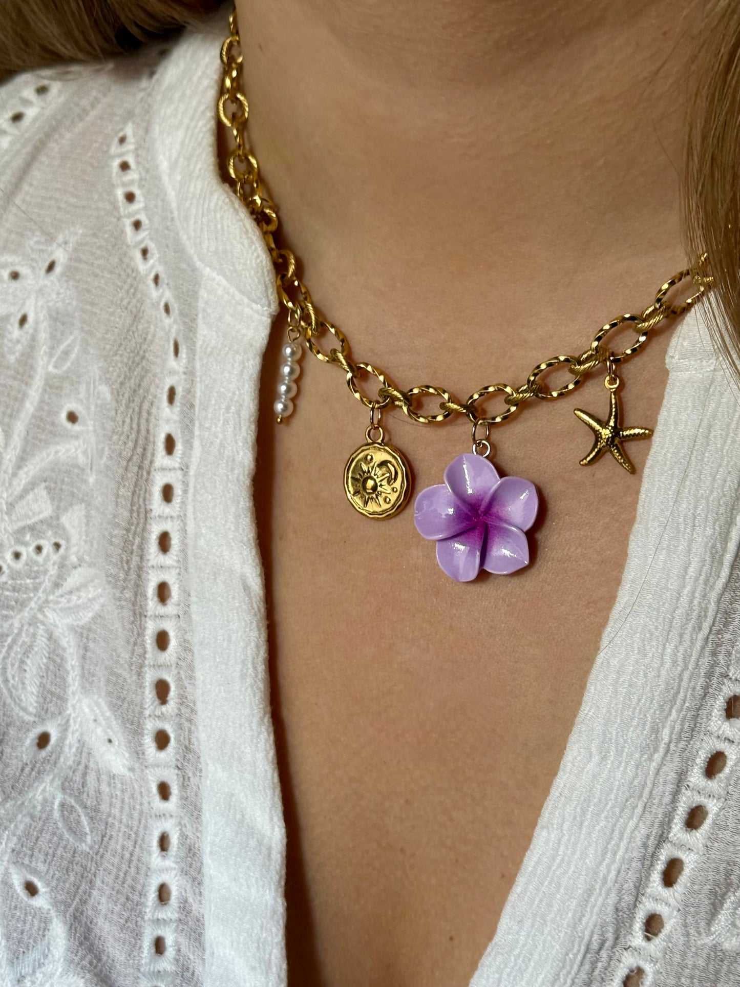 HAWAÏ - Collier charms inoxydable