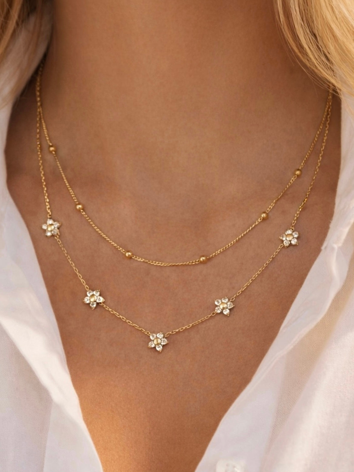 ARIANA l Collier double inoxydable