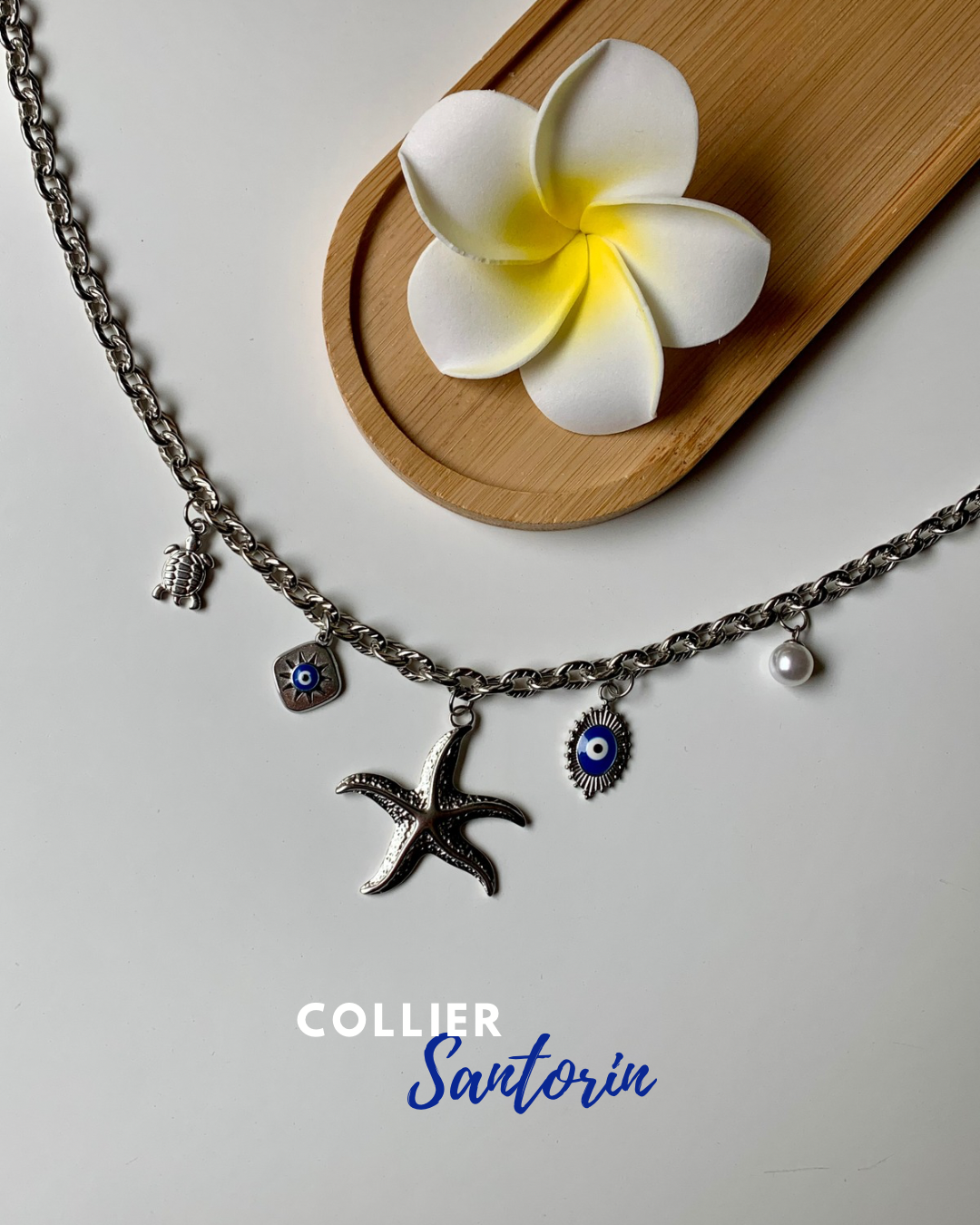 SANTORIN - Collier charms inoxydable