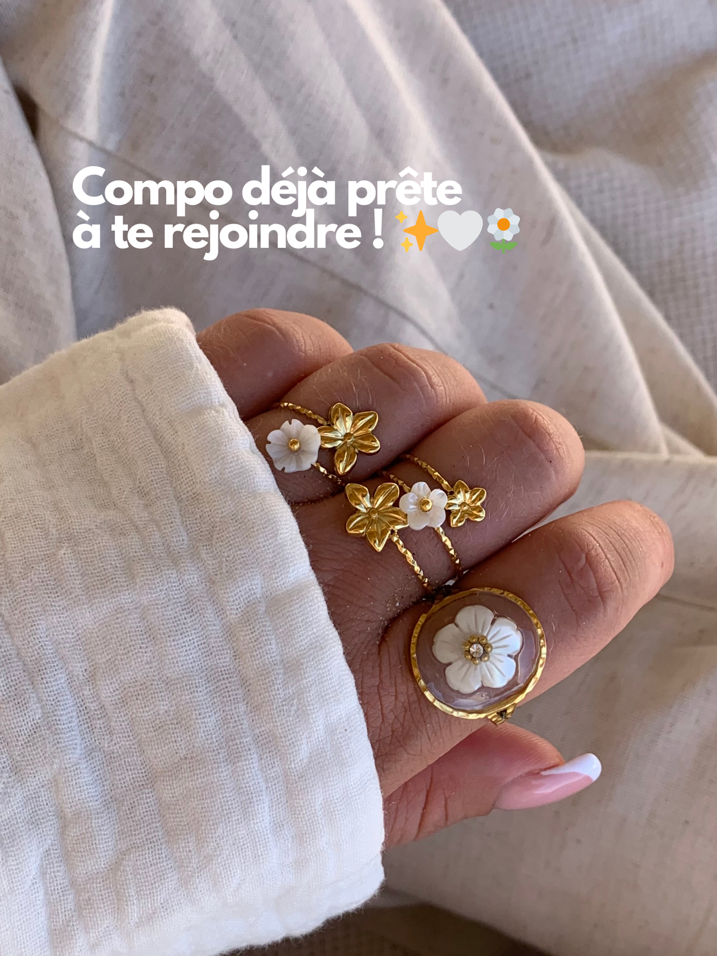 SABLE BLANC l Lot de 3 bagues inoxydables