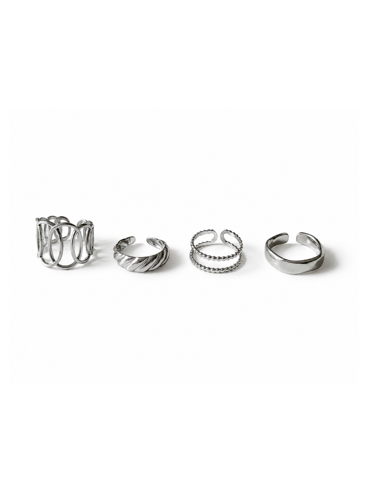 NEW l Lot de 4 bagues inoxydables