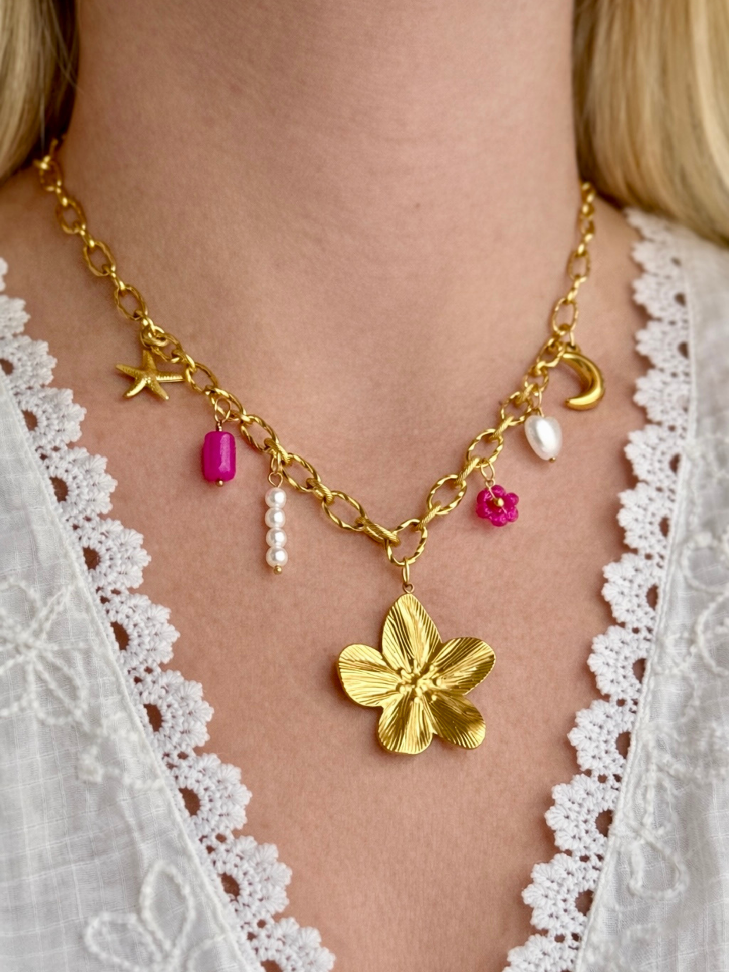 BALI - Collier charms inoxydable