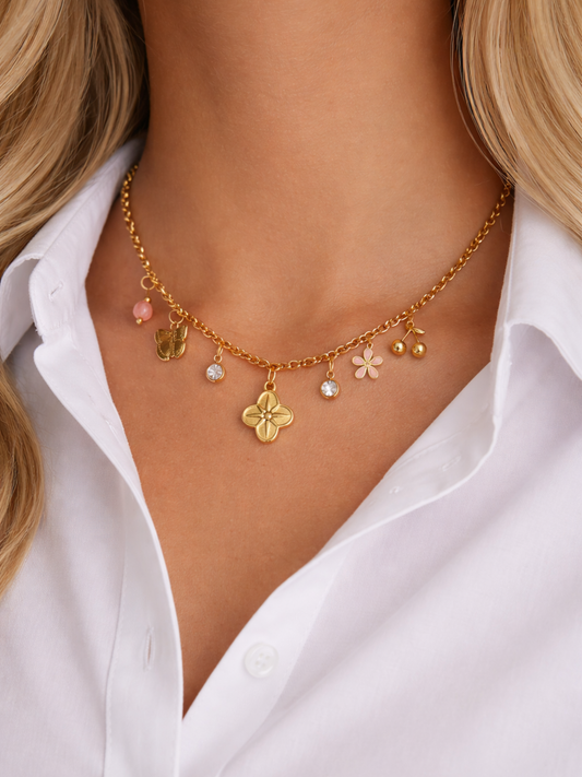 ROSE l Collier charms inoxydable