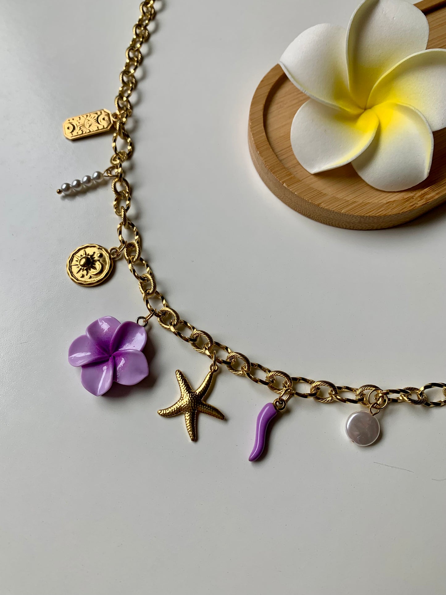 HAWAÏ - Collier charms inoxydable