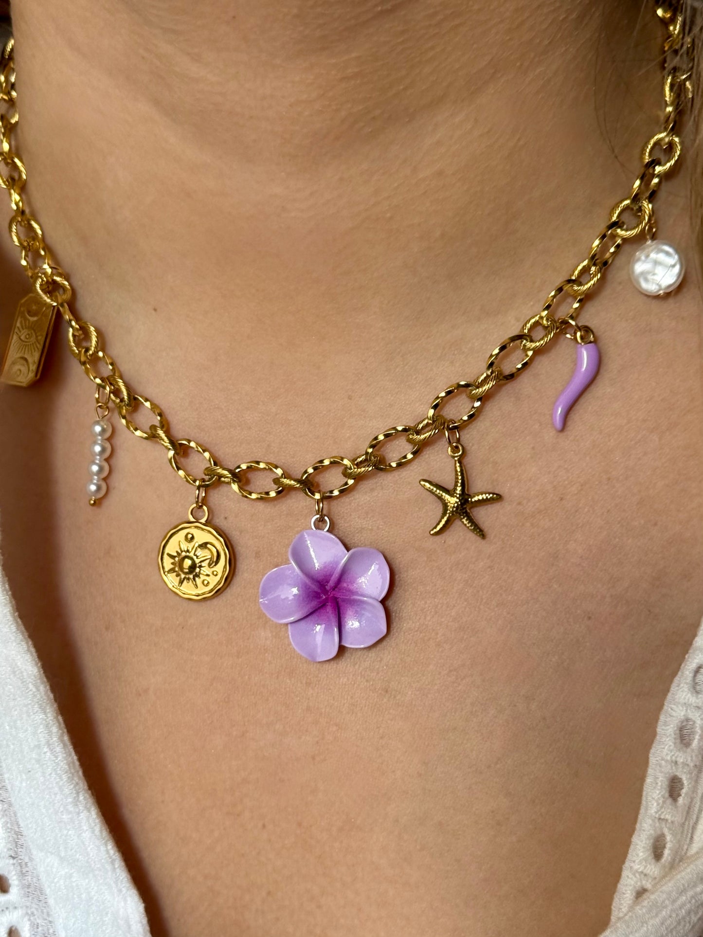 HAWAÏ - Collier charms inoxydable