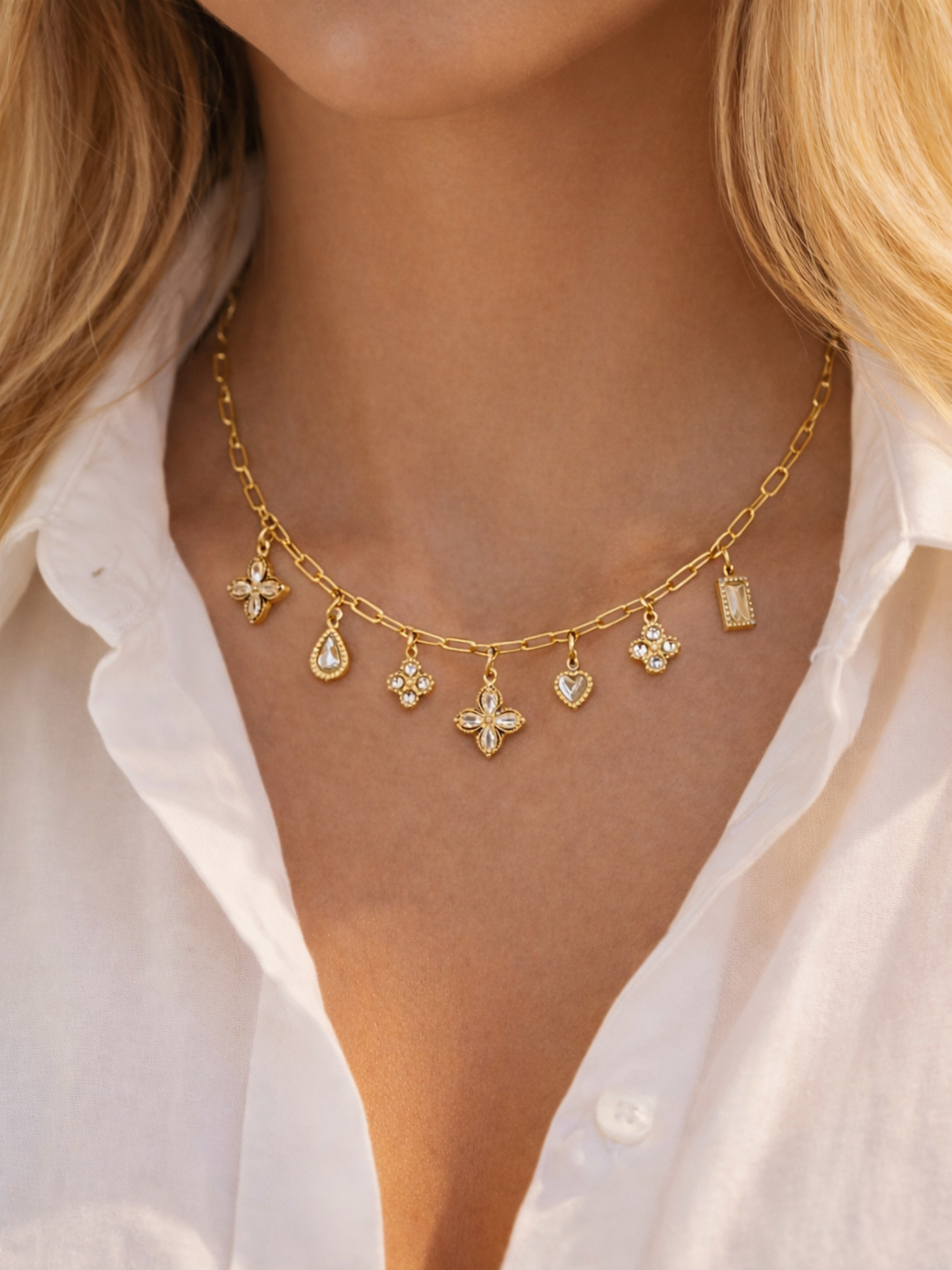 BIANCA l Collier charms inoxydable