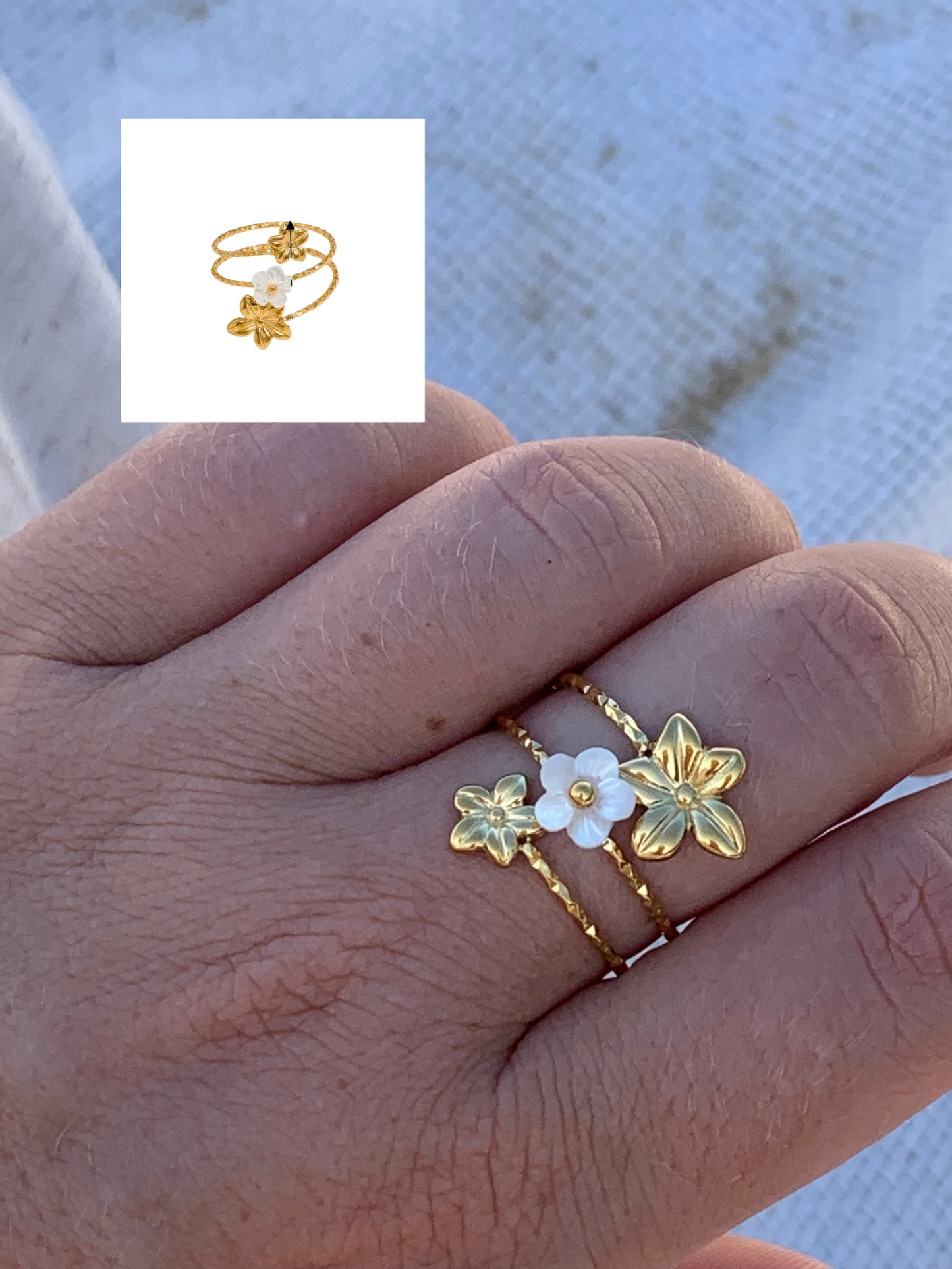 SABLE BLANC l Lot de 3 bagues inoxydables