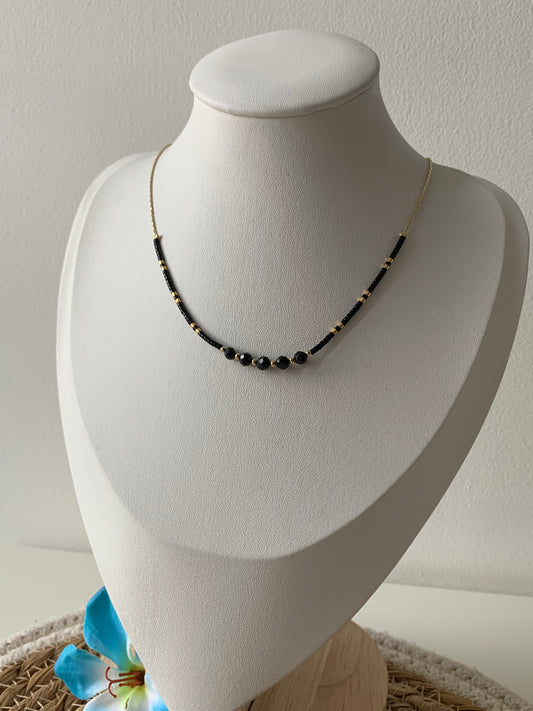 Collier ajustable en acier inoxydable et perles