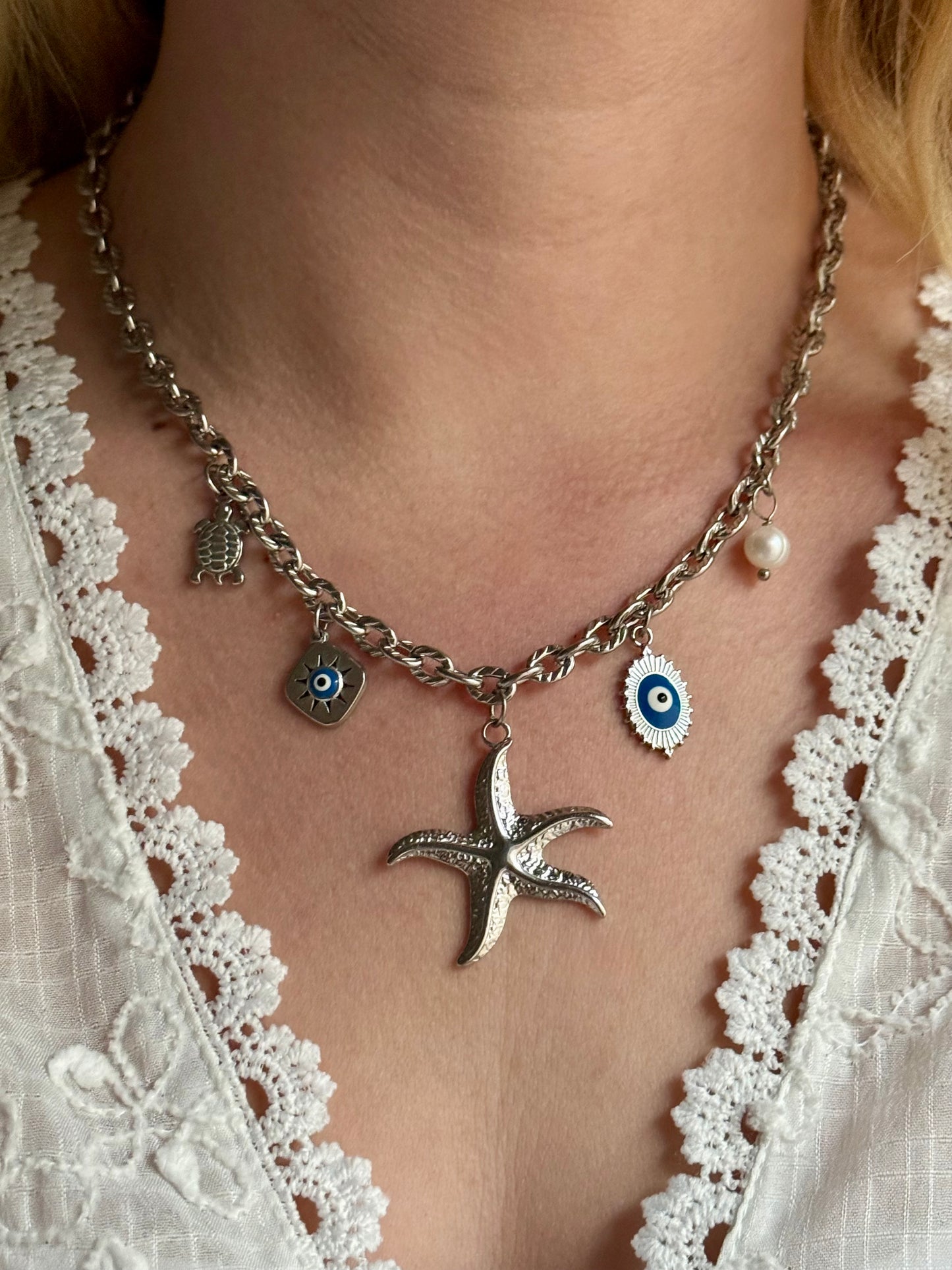 SANTORIN - Collier charms inoxydable