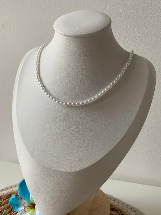 Collier ajustable en acier inoxydable perle nacre