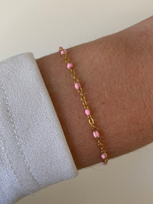 JOY l Bracelet en acier inoxydable perles roses pâles