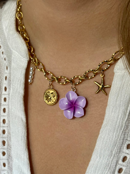 HAWAÏ - Collier charms inoxydable