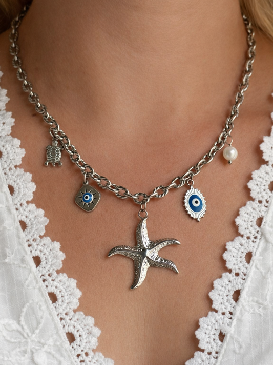 SANTORIN - Collier charms inoxydable